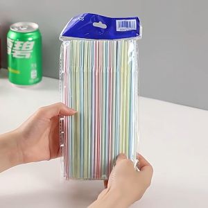 SKM (100Pcs) Disposable Colored Plastic Drinking Straws HM127