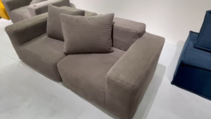 FurnitureSG Cosy Modern Two-Seater Fabric Sofa with Elegant Ribbed Texture and Pocketed Spring Cushion - Ready Stock