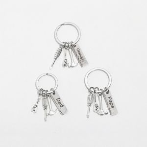 Creative Hammer Screwdriver Wrench Keyring Handbag Decor Tassel Hanging Pendant Fathers Day Gifts Fashion Dad Letters Keychains