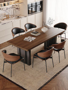 Simple Retro Walnut Finish Rock Panel Table