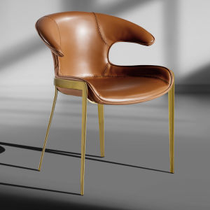 Modern Luxury Dining Chair Carbon Steel Backrest Saddle Leather Armrest Home Hotel Restaurant Sample Room Furniture