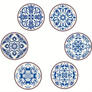 This 6-piece set of uniquely designed mandala flower series wooden coasters is suitable for kitchenware and Christmas gifts