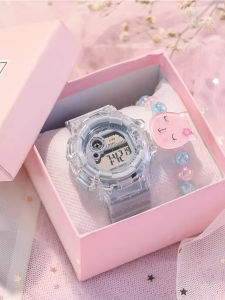 นาฬิกาข้อมือแบบใสสำหรับผู้หญิง นักเรียนมัธยมต้นและมัธยมปลาย ป้องกันน้ำ 2025 ใหม่ สไตล์กีฬา นาฬิกาดิจิตอลสำหรับเด็กและเยาวชน