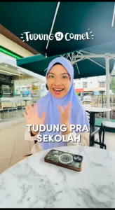 TUDUNGSICOMEL Tudung Instant Sarung Pra Sekolah Prasekolah Tadika Kemas Uniform – Putih Nila Mutiara -RE STORE