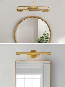 Bathroom Mirror Light Full Copper Moisture Proof Bathroom Background Lighting Makeup Lamp European Simple Style Bathroom Lighting