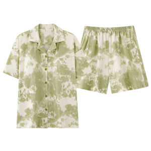 miiow | Pure Cotton Short Sleeve Sleepwear Womens Thin Home Clothes Spring Summer Outwear Antibacterial 7A Grade Cat Person Set