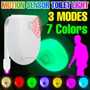 LED Toilet Lamp Smart PIR Motion Sensor Nightlight Waterproof Toilet Bowl Seat Backlight WC Atmosphere Lighting 7 Colors 3 Modes