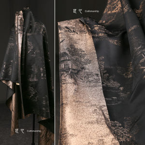 Phong Cách Trung Hoa Vải Jacquard Vải Thêu Cứng Phù Hợp Bộ Đồ Gió Trung Quốc Áo Khoác Và Mặt Ngựa Váy Vật Liệu Thiết Kế Quần Áo