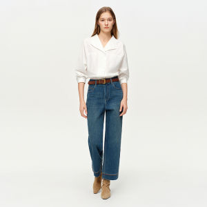 DUSHU | Jelly Feel Adjustable Length Lycra Denim High Waist Slimming Trousers