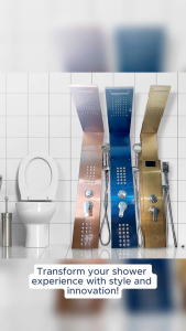 Shower Panel 5 in 1 Rose gold Sapphire Blue Matte Gold with LED Multi Point Shower / 304 stainless