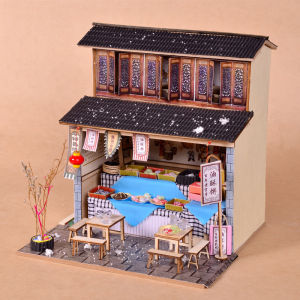 Miniature Scene Model House DIY Assembly Tea House Boredom Relief Handmade Gift for Girls Wood Material Building Model