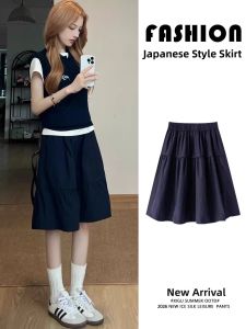 YAYANGREN | Slimming High Waist Dark Blue A-line Culottes Short Skirt