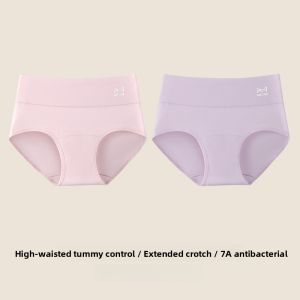 Miiow | Pure Cotton High Waist Womens Underwear Triangle Panties Extended Crotch Lengthening Abdomen Control Comfortable Briefs