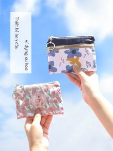 Mini Dual ซิป กระเป๋าสตางค์ผ้ากันน้ํา ผู้หญิง น่ารัก ที่ใส่คีย์การ์ด ที่เก็บหูฟัง นักเรียน กระเป๋าใบเล็ก สไตล์ญี่ปุ่น