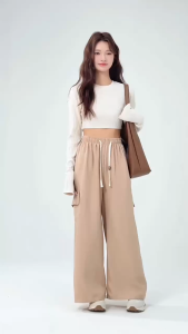 KM Adria Loose Straight Cut Cargo Pants [P21857]