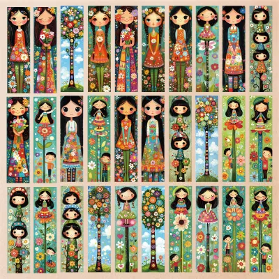 32pcs Cute girl bookmarks suitable for back-to-school season Christmas Halloween teachers readers birthdays.
