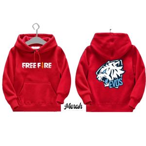 JAKET ANAK HOODIE SWEATER SABLON FF FREEFIRE KEKINIAN TERBARU BAHAN FLEECE PREMIUM USIA 2TAHUN SAMPAI 12TAHUN LAKI LAKI PEREMPUAN SIZE S SAMPAI XL
