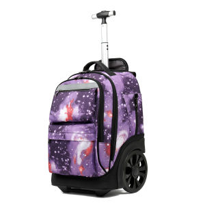 Large Capacity Childrens Backpack with Pull Rod Climbing Wheel Silent Double Shoulder Primary And Middle School Students Waterproof Suitcase