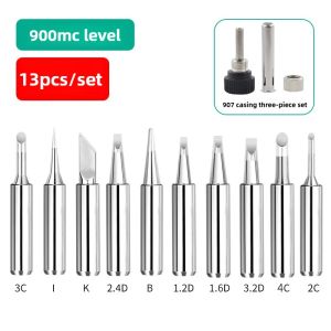 13Pcs Soldering Iron Tips 900M Lead-Free Solder Iron Tip Replaceable Soldering Tip with Welding Sleeve for Soldering Station