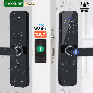 RAYKUBE F005 IP65 Waterproof Tuya Wifi Electronic Smart Door Lock With Fingerprint/Smart Card/Password/Key/TT Lock APP Unlock