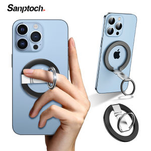 Sanptoch แหวนโทรศัพท์โลหะผสมที่จับสำหรับ iPhone Magsafe16/15/14/13/12ซีรีส์เต็มสำหรับ Magsafe แท่นวางจับแหวนใส่นิ้วสำหรับ Samsung ที่ยึดโทรศัพท์ OPPO Oneplus Xiaomi ปรับได้ฟรี360 °