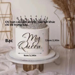 Acrylic Golden Cake Topper INS Queen Thiết Kế Cho Bữa Tiệc Sinh Nhật Lễ Tình Nhân - Trang Trí Tiệc Sinh Nhật Nữ Hoàng Độc Đáo