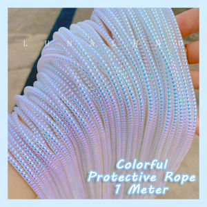 CrashStar 1 Meter Universal Colorful Data Cable Protective Rope Fashion Cable Protector USB Charging Cable Winder Earphone Line Anti-break Spring Rope Spiral Cord Winder Protector Cover Hot Sale