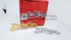 Bros Nama Jilbab Mewah Cantik Bros Nama Sendiri Warna Silver Emas dan Rosegold Tidak Merusak Hijabmu