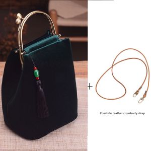 Original Autumn Winter New Vintage Artistic Velvet Handbag Womens Small Cloth Bag Crossbody Cheongsam Hanfu Banquet Gift