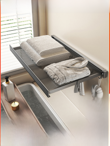 Bathroom Invisible Foldable Towel Rack Clothes Storage Shelf No Drilling Wall Mounted Towel Holder Space Saving Aluminum Shelf