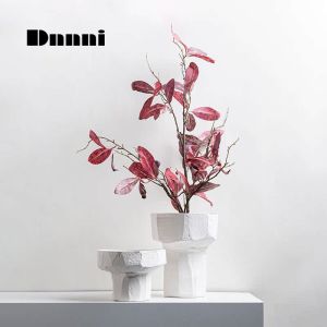 Dnnni แจกันดอกไม้ปากกว้างเซรามิคบ้านห้องนั่งเล่นห้องโถงโมเดลโรงแรมโฮมสเตย์ตกแต่งบ้าน