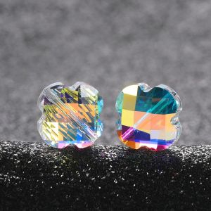 50pcs 12MM Super Shiny Cross Shape Austria Crystal Beads Faceted Beads Glass Loose Spacer Jewelry Beads for Jewelry Making DIY