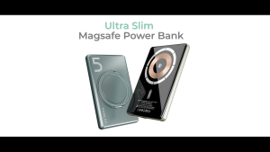 KUULAA 5000mAh Magnetic Power Bank 9.6mm Ultra Thin Wireless Charger with 360° Rotating Stand Powerbank Fast Charging for iPhone 16/15/14/13/12 Pro Max/Plus