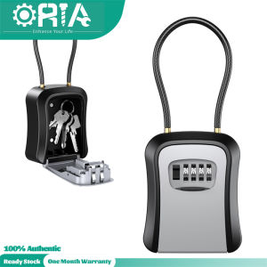 ORIA Key Lock Box 4 Digit Combination Wall Mount Key Safety Box 4.65 Inch Cabinet Key Storage Box for Home Office Garage School Gym
