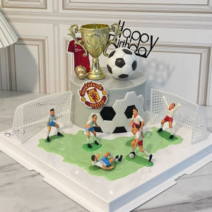 ธีมฟุตบอลเค้ก Topper ผู้เล่นตุ๊กตาฟุตบอล Cupcake Topper เด็กวันเกิด DIY อุปกรณ์ตกแต่งเค้ก