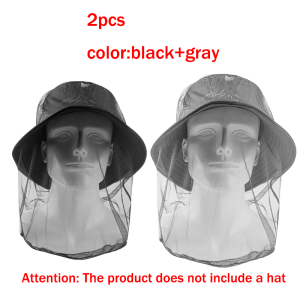 2PCS Anti Mosquito Mesh Mask Adjustable Fishing Camping Mesh Mask Durable Lightweight Head Cover Outdoor Face Protectors