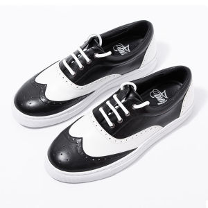 Non-Zero Dancer Mens Popping Shoes Block Color Street Dance Breathable Leather Stitching Flat Heel Outdoor Casual Shoes