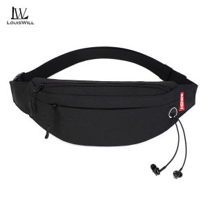 LouisWill Sport Waist Pack Pouch Bag Casual Men Body Chest Bag for Men Fashion Shoulder Bag Bag for Men Waist Belt Bag for Men Waterproof Oxford Cloth with Headphone Hole for Travel Outdoor Sling Bag for Men Belt Bag Original for Men