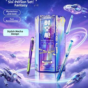 DIANSHI | Space Capsule Inspired Quick Dry Black Push Type Stationery Set for Students