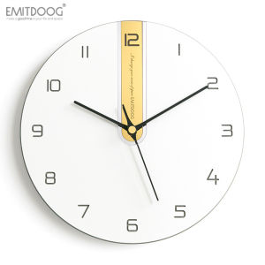 Đồng Hồ Tròn Gỗ Phong Cách Bắc Âu EMITDOOG Mặt Dây Chuyền Bằng Gỗ Mặt Số Bằng Kim Loại Trang Trí Tường Phòng Khách