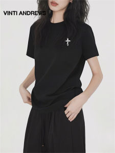 Round Neck Short Sleeve T-shirt Fashionable Loose Slimming Summer Wear