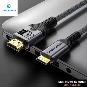 UGOURD 4K144Hz Mini HDMI to HDMI Male to Male Braided Cable 1m 2m  Aluminum Shell Gold Plated Connector 4K 60Hz Cord for Camera
