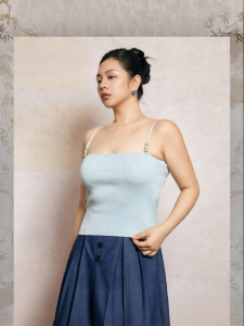 plusmall | Áo Camisole Lụa Băng Tuyết Phong Cách Trung Quốc Mới Có Hạt Cườm