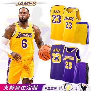 Mens 23 Basketball Uniform Set Training Wear Championship Los Angeles Lakers Kids Kobe Basketball Kit American Style Sportswear