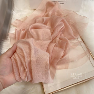 ผ้าพันคอไหมหม่อนบางฤดูใบไม้ร่วงและฤดูหนาวลายทางไหมสีทองขนาด 190*70 ซม. เวอร์ชั่นใหม่ ผ้าไหมหม่อนเนื้อนุ่ม ผ้าคลุมไหล่แฟชั่น