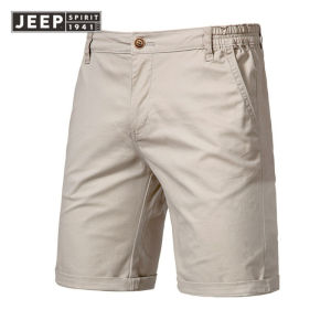 ผ้ายลำลองเสื้อผ้า JEEP SPIRIT กางเกงขาสั้นผู้ชายทรงตรงขาสั้นห้าส่วนทรงตรง ยุโรปและอเมริกาสำหรับกีฬาสีทึบ ขนาดใหญ่ สีทึบ