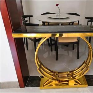 CJ เฟอร์นิเจอร์แต่งบ้าน TOP หินอ่อน เรียบหรู โต๊ะวางของ ชั้นวางของ แต่งบ้าน สไตล์ NORDIC/ORIGNALITY  ขาเหล็กชุปทองทรงรูปวงล้อ