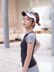 【SKIT】2 Pcs/Set Women Swimming Suit Sunscreen Swimsuit Short Sleeve Top Shirt + Bottom Short Pants 2Pcs Swimsuit Swim Suit For Ladies 2 Piece Swimsuit Women Two Piece Swimsuit Women Two-Piece Swimming Women Swimwear 2Pcs Swim Wear Attire Costumes