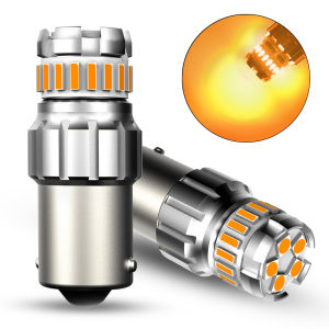 AUXITO 2Pcs 1156 LED Bulb Amber Yellow Canbus Error Free BA15S P21W LED Lights DRL Parking Tail Light Signal Lamp 360° Lighting