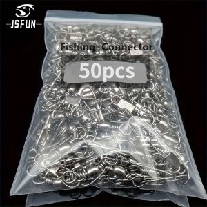 JSFUN 50Pcs Fishing Connector Swivels Interlock Pin Bearing Rolling Swivel Snap Swivel Fishhook Carp FishingLure Accessories